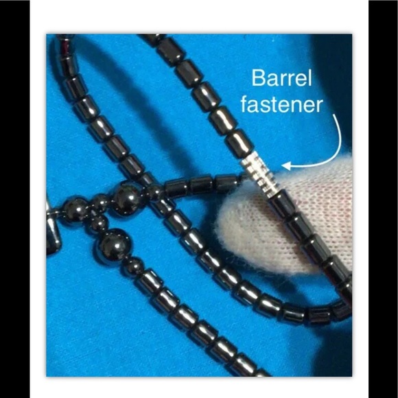 Black Hematite Necklace w/ Rectangle Pendant - Picture 8 of 10